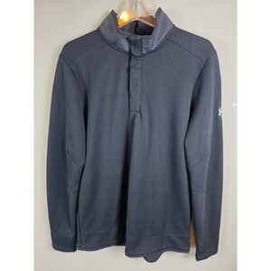 Under Armour Golf Coldgear 1/4 Snap Waffle Knit Sweater Loose Fit Men Sz L Black
